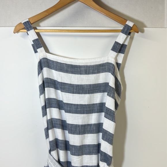 Chelsea & Theodore Belted Blue & White Sundress Flounce Ruffle Hem SZ M NEW - Picture 6 of 13